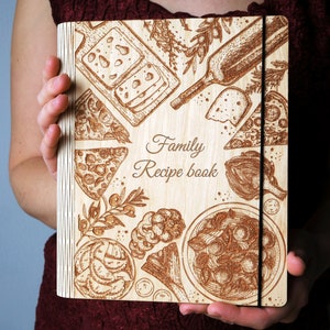 Wooden Recipe Book, Personalized recipe binder, Blank recipe book, Bridal Shower Gift, Gift for mom