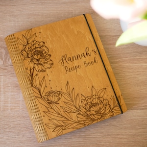 Wooden Recipe Book Custom Blank Recipe Binder Notebook Cookbook Bridesmaid Gifts Gift For Mom