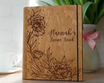 Custom recipe book, Personalized Recipe Book, Wooden Binder, Custom Journal, Mothers Day Gift, Bridal Shower Gift