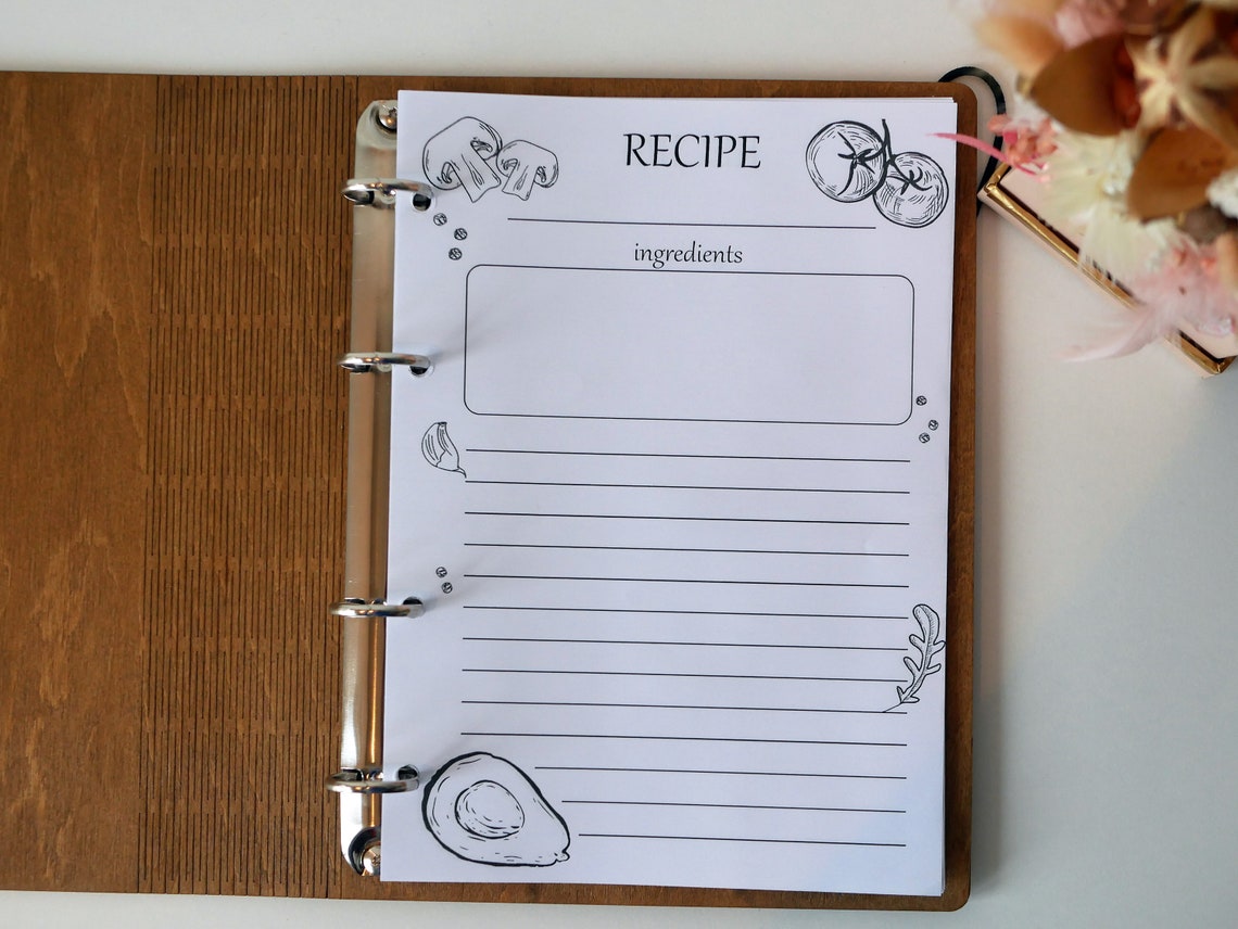 Wooden recipe book recipe binder personalized cookbook | Etsy