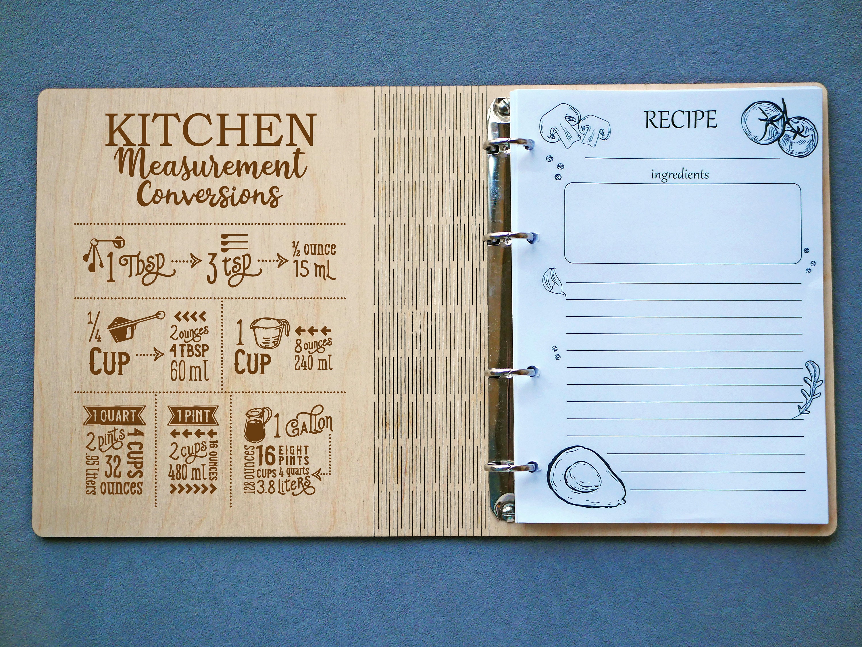 Kitchen measurement conversions engraving etsy