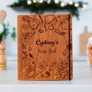 Personalized Wooden Recipe Book, Blank Custom Cookbook Binder, Mothers Day Gift, Bridesmaid Gifts
