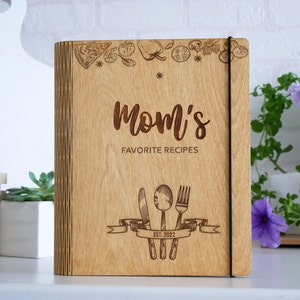 Recipe Binder Personalized Recipe Book Personalized Gifts Mothers DayWooden Custom Cookbook 5th Anniversary