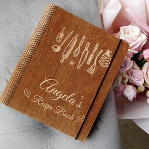 Personalized Gifts Wooden Recipe Book Binder Custom Journal Cookbook Notebook Mothers Day Gift Daughter Mom Bridal Shower Gift Moms Birthday