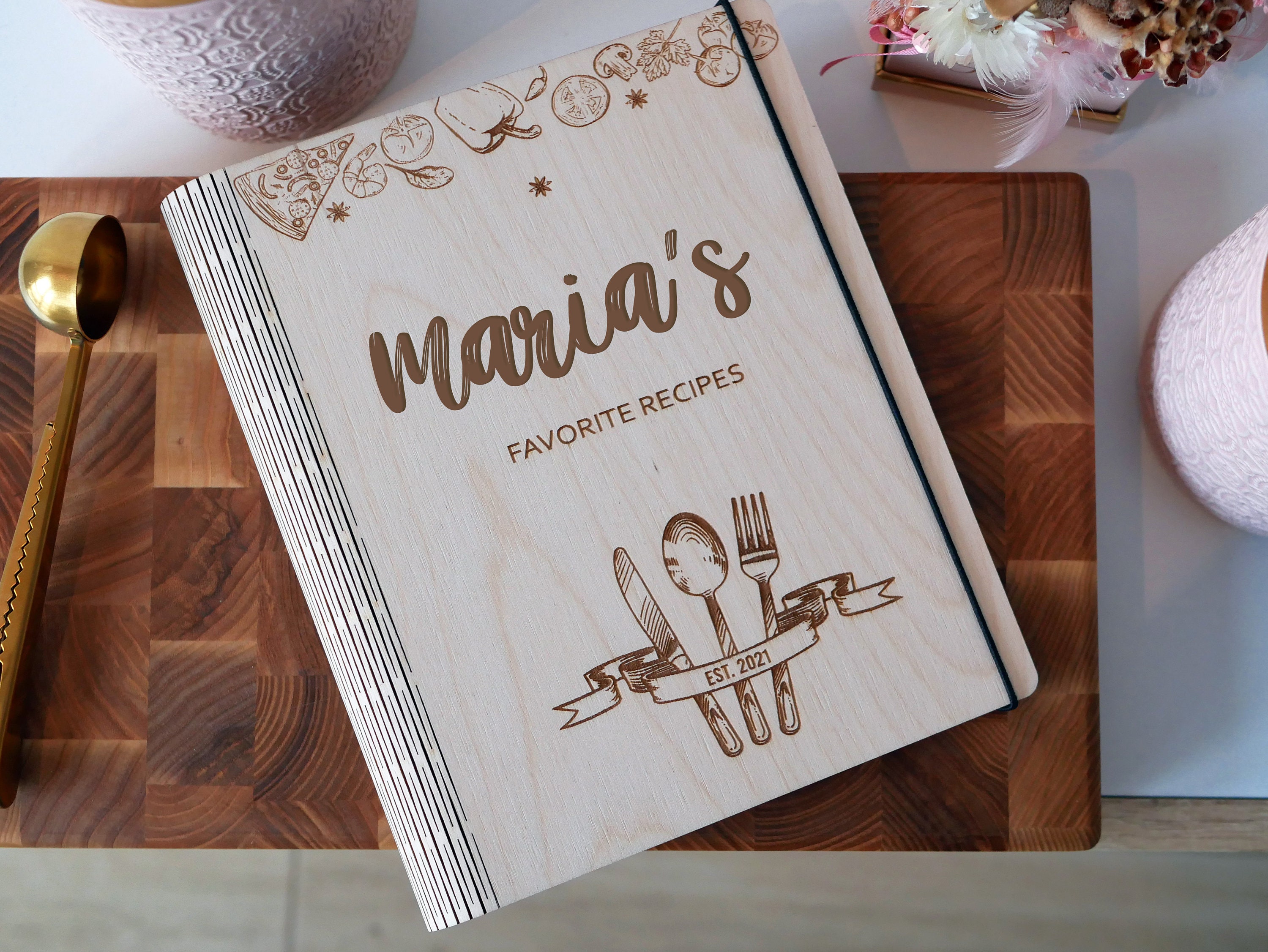 Personalized Wooden Recipe Book Blank recipe book Etsy