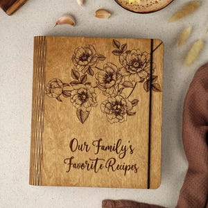 Custom Recipe Book Personalized Wooden Binder Gift for Mom | 5th Anniversary Gift | Recipe Organizer
