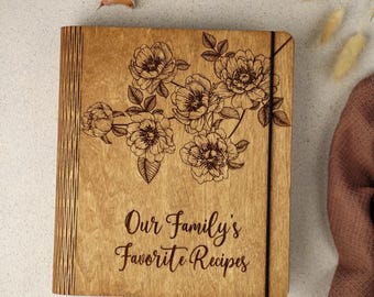 Personalisierte hölzerne Rezeptmappe | Personalisiertes Kochbuch, Geschenk für Mama