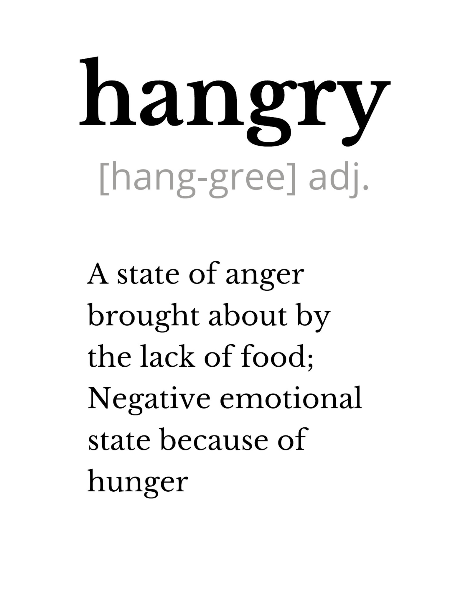 HANGRY Hungry Food Quote. Dictionary Definition Typography | Etsy