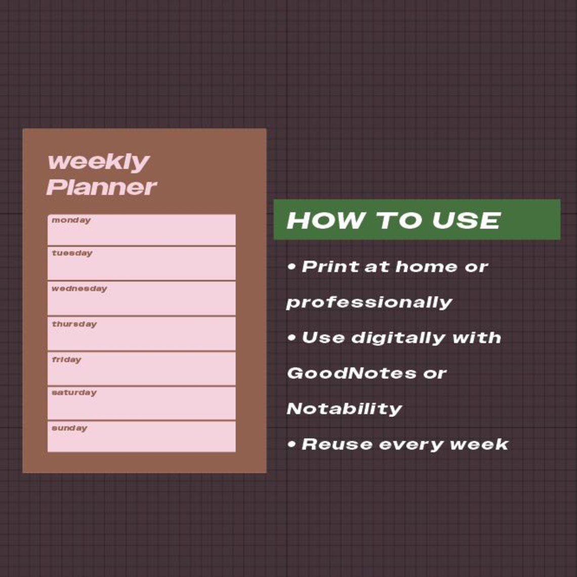 Minimal Weekly Planner Printable PDF Digital Planner - Etsy Canada