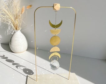 Tabletop suncatcher | minimalist desktop décor | prism suncatcher with a stand | crystal desktop ornament | geometric shelf suncatcher