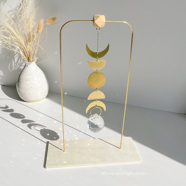 Tabletop suncatcher | minimalist desktop décor | prism suncatcher with a stand | crystal desktop ornament | geometric shelf suncatcher
