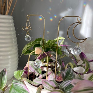 Plant spike suncatcher for plants plant stick plant stake plant prism brass decor minimalist plant accessory