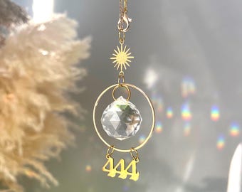 Angel number suncatcher car charm dainty crystal brass decor 333 444 777 888 Manifest Support Protection Lucky Alignment Intuition Change