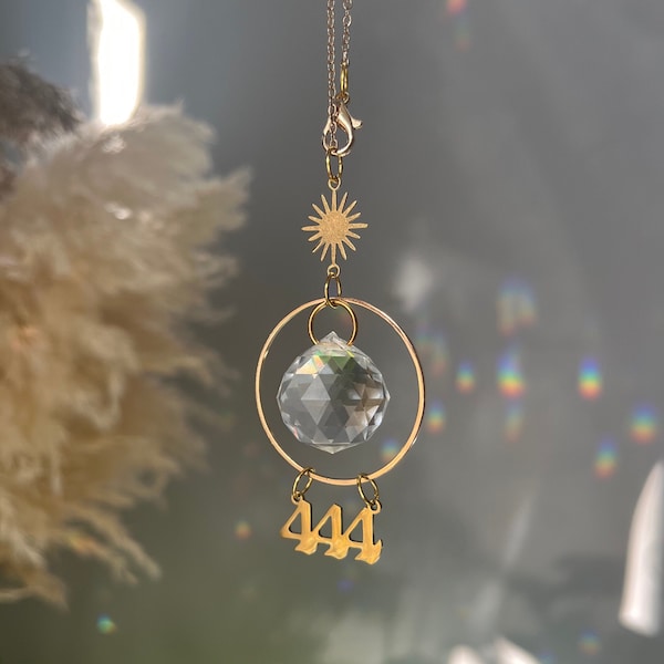 Angel number suncatcher car charm dainty crystal brass decor 333 444 777 888 Manifest Support Protection Lucky Alignment Intuition Change