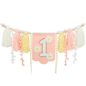 Daisy 1st Birthday Banner: Boho Highchair Decoration