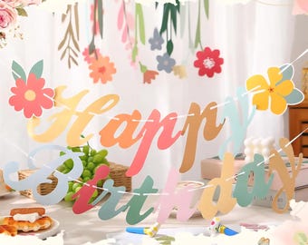 Flower Happy Birthday Banner: Kids Party Decoration
