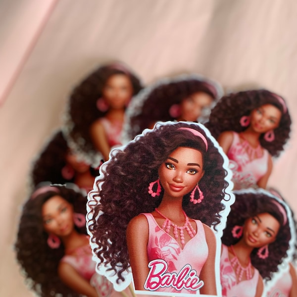 12 African American Doll Cupcake Topper, Black Doll Party theme, Black Girl Birthday Party, Black Queen party  Set of 12 toppers