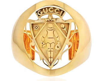 Gucci 18K Yellow Gold Coat Arms Crest Cuff - Etsy