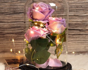 Galaxy Rose Foil Flower w/Love Base Birthday Mother Day Gift Floral Decor Modern 