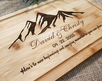 Personalized Housewarming gift, Bamboo Cutting Board, Clint gift, New Home Gift Real Estate Closing Gift, Custom Engraved Real Estate Logo