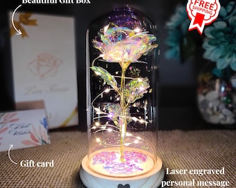 Personalized Galaxy Rose, Beauty and the Beast Rose, Enchanted Rose, Infinity Rose, Anniversary Gift, Valentines Day Gift for Her