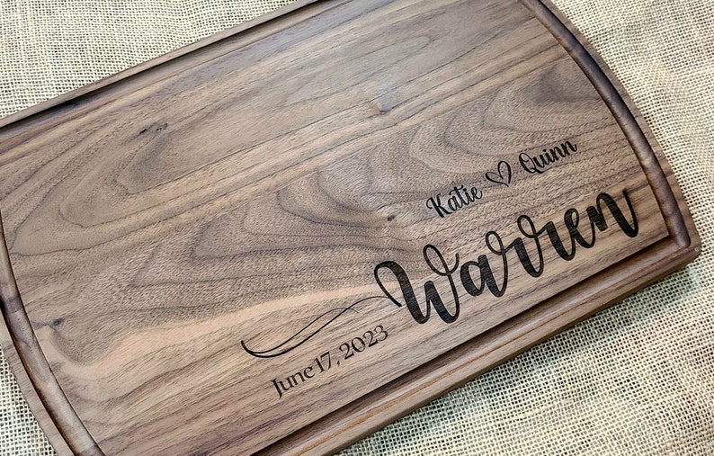 Personalized Wedding Gift Engraved Cutting Board Engagement Gift, Anniversary Gift Housewarming Gift Customized Unique Bridal Shower Gift image 2