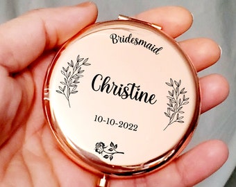 Personalized Compact Mirror Customized Bridesmaid Mirror Bridesmaid Gift Bridal Party Gift Custom Engraved Mirror Small Pocket Makeup Mirror