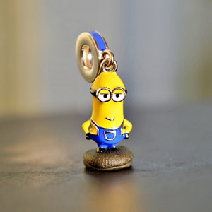 100% S925 Sterling Silver Minion (from Despicable Me) Charm, Kevin Minion Charm, Minion Dangle Charm For Bracelets And Pendants Gift Charm