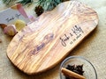 Olive Wood Personalized Cutting Board, Rustic Cheese Board, Live Edge Board, Charcuterie Board, Wedding Gift For Newlywed, Housewarming Gift