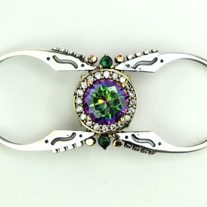 Mother’s Day, Extraordinary Ring,  Reversible Ring, Two in a One Ring, Emerald & Alexandrite 925 Sterling Silver Band Women, mystic topaz