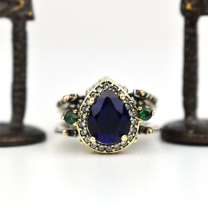 Extraordinary Ring, Reversible Ring, Turkish Design Pear Cut Emerald ...