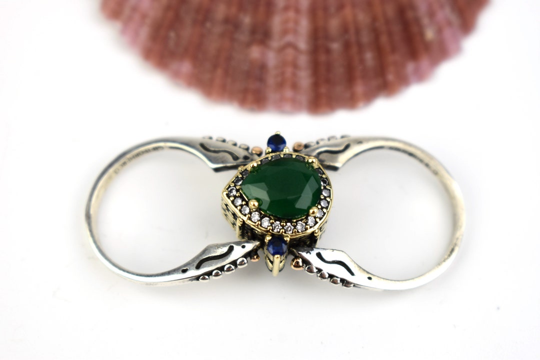 Extraordinary Ring, Reversible Ring, Turkish Design Pear Cut Emerald ...
