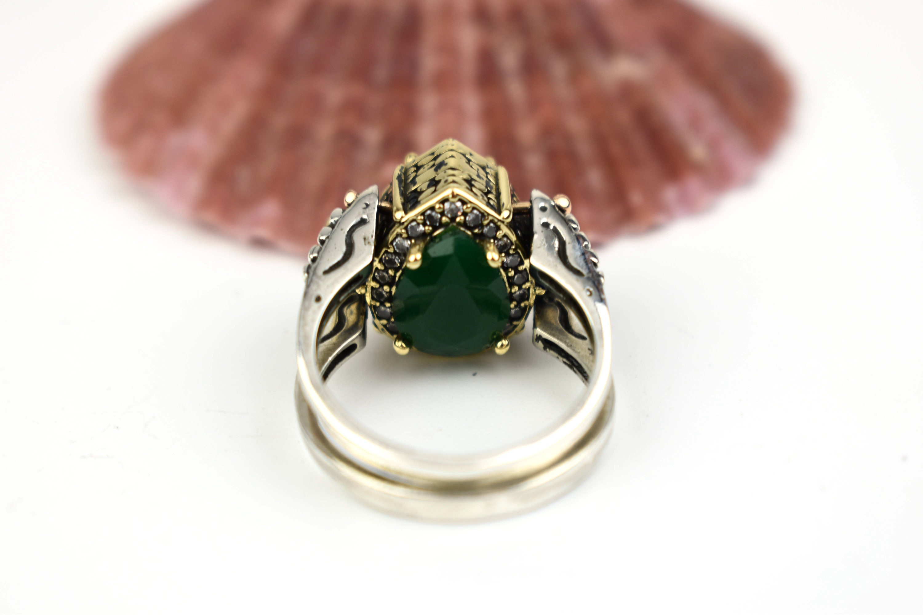 Extraordinary Ring, Reversible Ring, Turkish Design Pear Cut Emerald ...