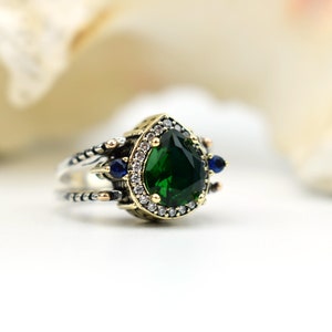 Extraordinary Ring / Reversible Ring /turkish Design Pear Cut Emerald ...