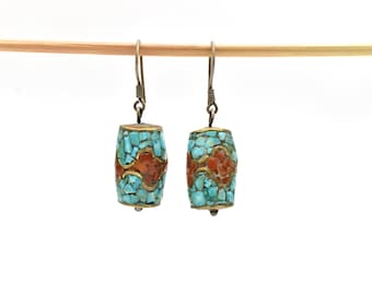 Boho Chic Earrings-Boho Earrings Turquoise-Boho Earrings Dangle-Gifts for Women Earrings-Bohemian Turquoise and Silver Earrings