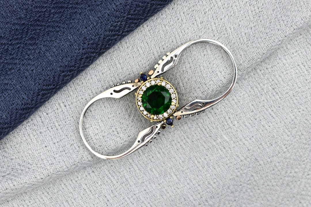 Extraordinary Ring, Reversible Ring, Turkish Design Round Cut Emerald ...