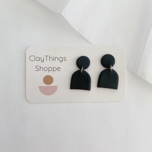 Jessie in Matte Black, Handmade Jewelry, Clay Earrings, Polymer Clay Earrings, Modern Clay Earrings