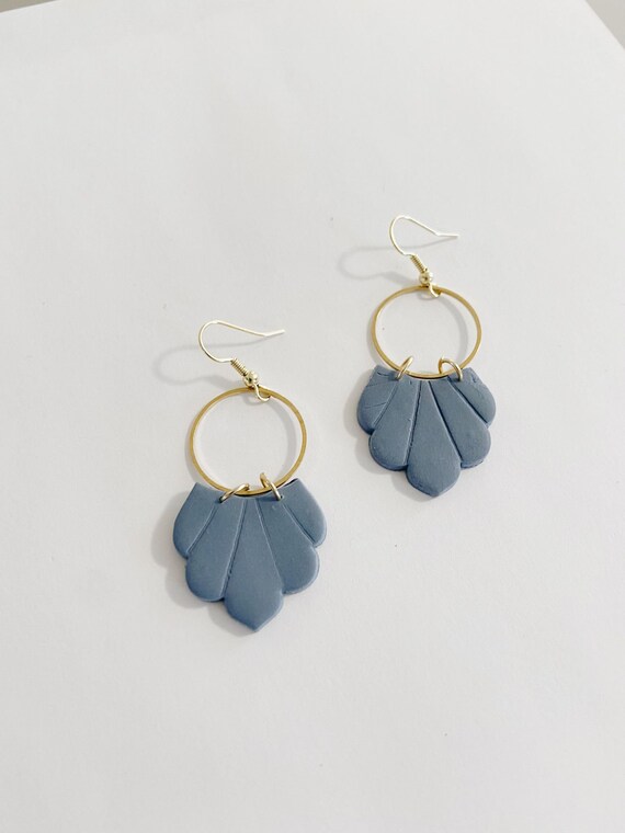 Claire in Dusty Blue Handmade Earrings Polymer Clay Earrings