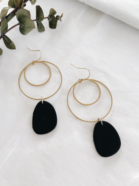 Brass and Clay L Polymer Clay Earrings L Clay Earrings L Handmade