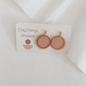 Taylor in Blush and Brass, Handmade Earrings, Clay Earrings, Brass and Clay Earrings, Spring Earrings, Pink Earrings, Pink Circle Earrings image 1