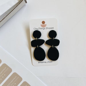 Penelope in Black, Clay Earrings, Handmade Earrings, Unique Earrings, Polymer Clay Earrings, Clay Earrings Black, Simple Earrings