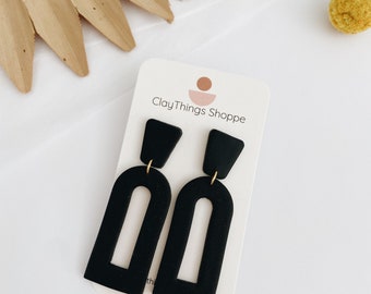 Shea in Black, Polymer Clay Earrings, Clay Earrings, Modern Earrings, Minimal Trendy Earrings, Polymer Clay Earrings