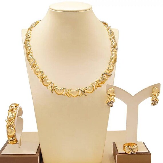 HUGS KISSES Xo Set Necklace Bracelet RING Earring Gold Etsy