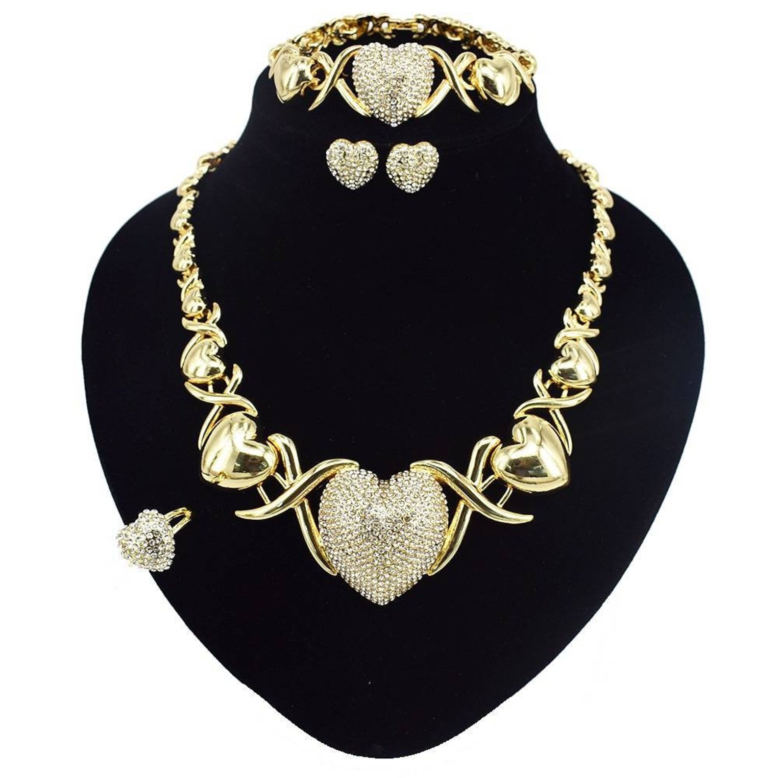 18k Layered Real gold filled Xo Set Necklace Bracelet RING Etsy