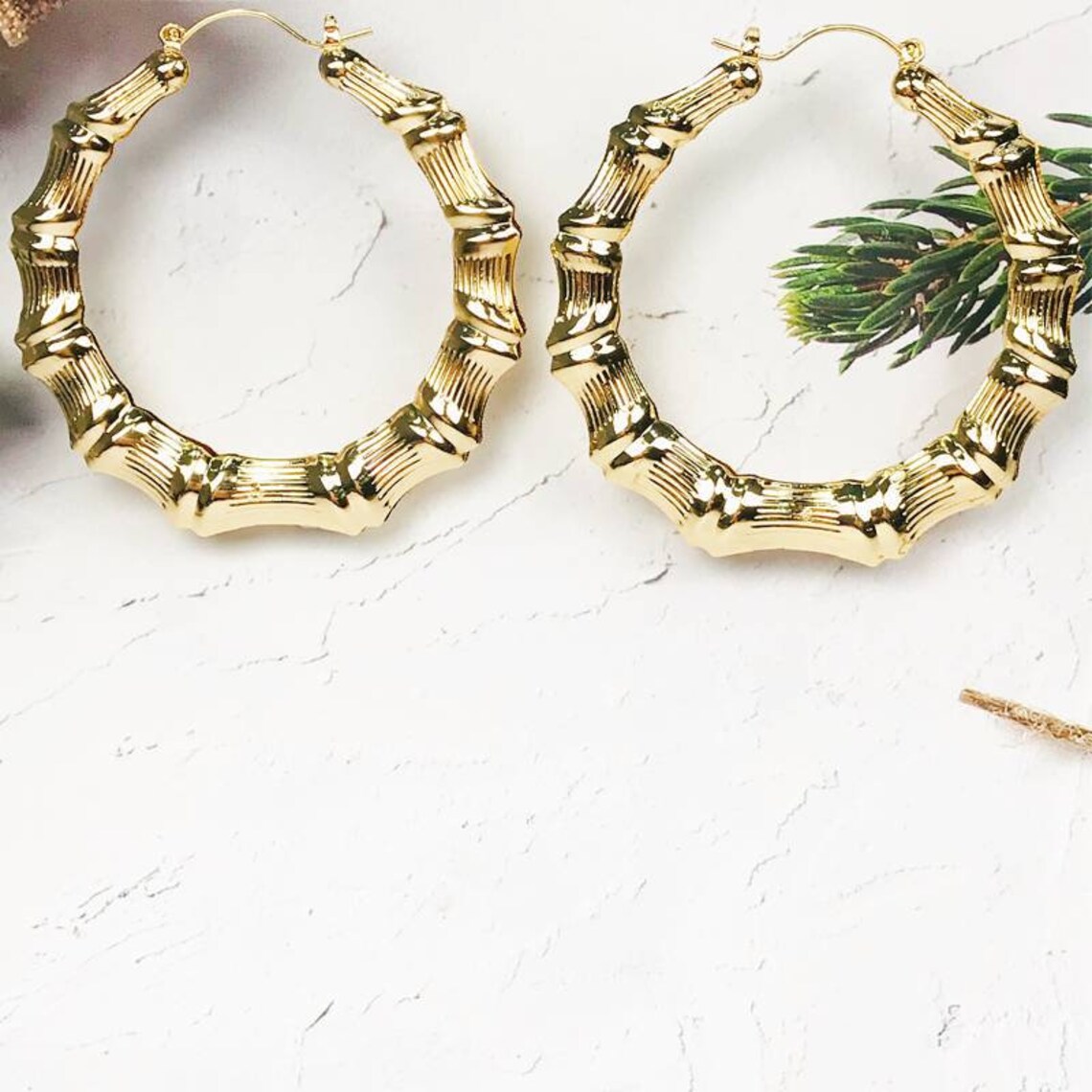 Real gold filled Round bamboo Earring top quality 11 Etsy.de