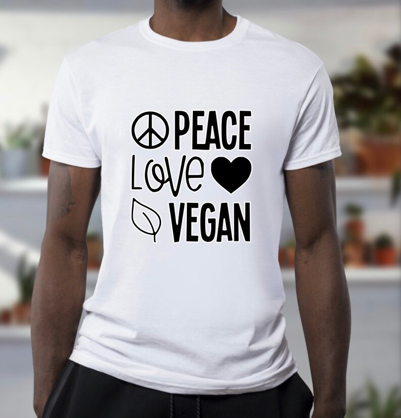 Mens Vegan Slogan Tshirt Peace Love Vegan Etsy