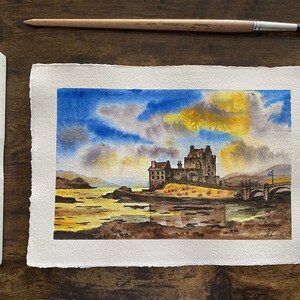 Watercolor Original Painting of Castle Scotland
