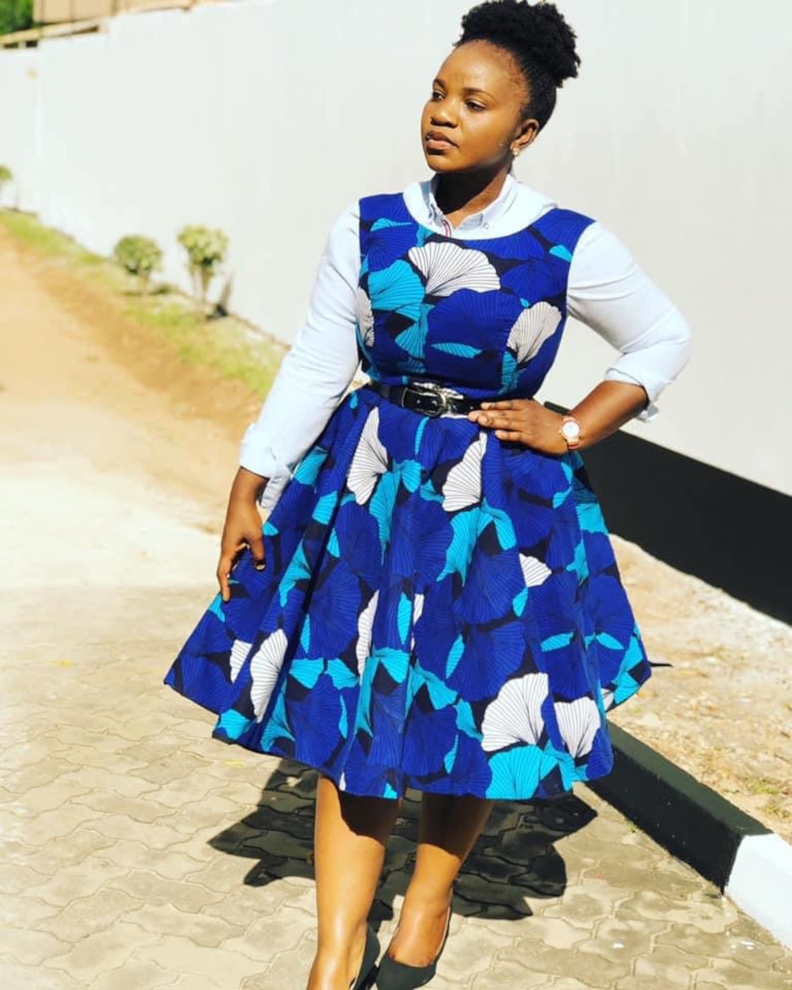 ankara collar gown
