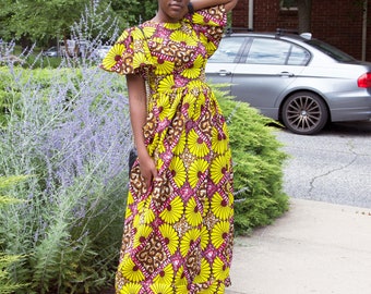 Women Clothing African Dress Kaftan Maxi Boho Blue Purple Yellow Orange One Size 