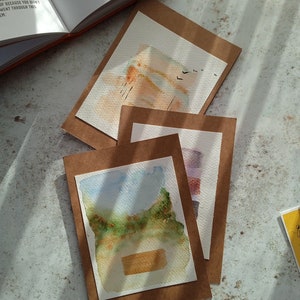 Set van 3 aquarelkaarten/handgeschilderd/ patroon/ aquarelpapier/wenskaart/ abstract/ losse aquarel